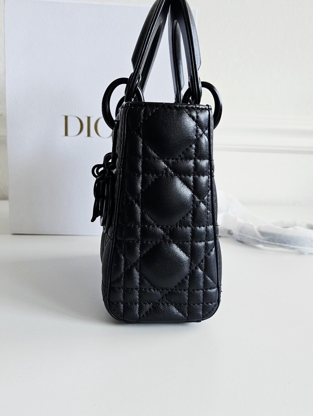Christian Dior Black Ultra Matte Cannage Calfskin Lady Dior Mini Bag - Picture 5 of 16
